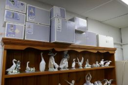 A quantity of Lladro and Nao geese and ducks, and 2 lade figures (13 pieces)