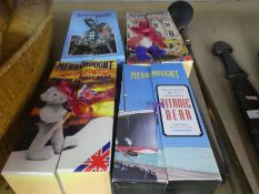 Four Merrythought boxed teddies to include Mount Everest and Titanic examples