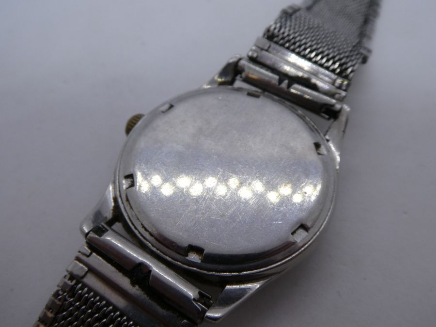 Vintage stainless steel gents 'Omega' wristwatch, AF, winder comes off and does not wind, surface sc - Image 4 of 5