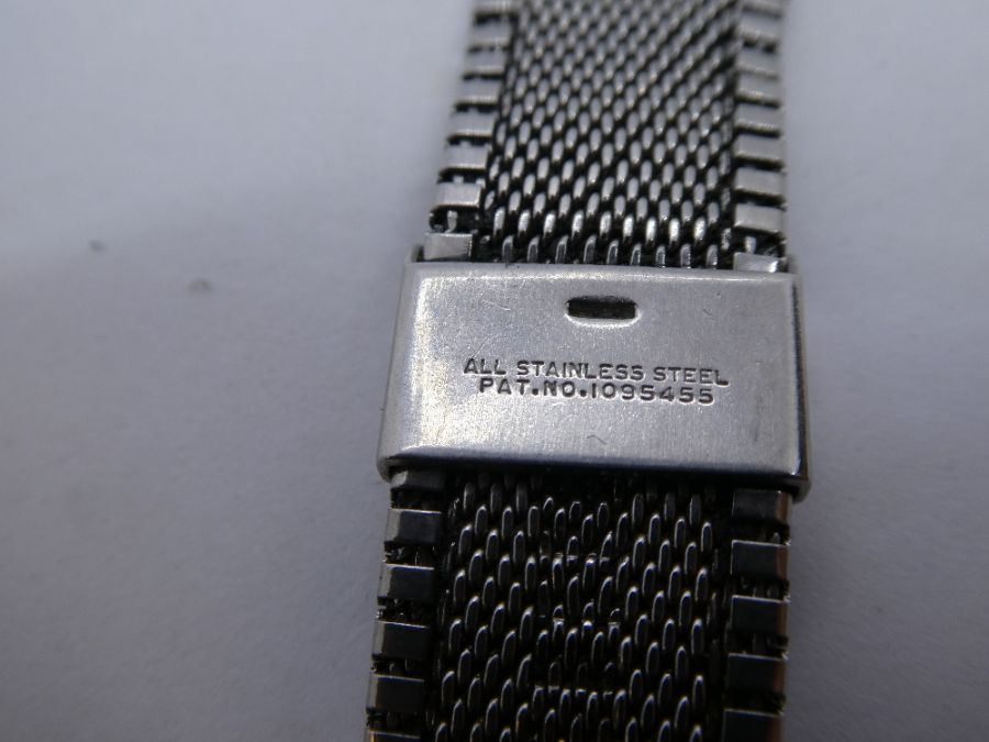 Vintage stainless steel gents 'Omega' wristwatch, AF, winder comes off and does not wind, surface sc - Image 5 of 5