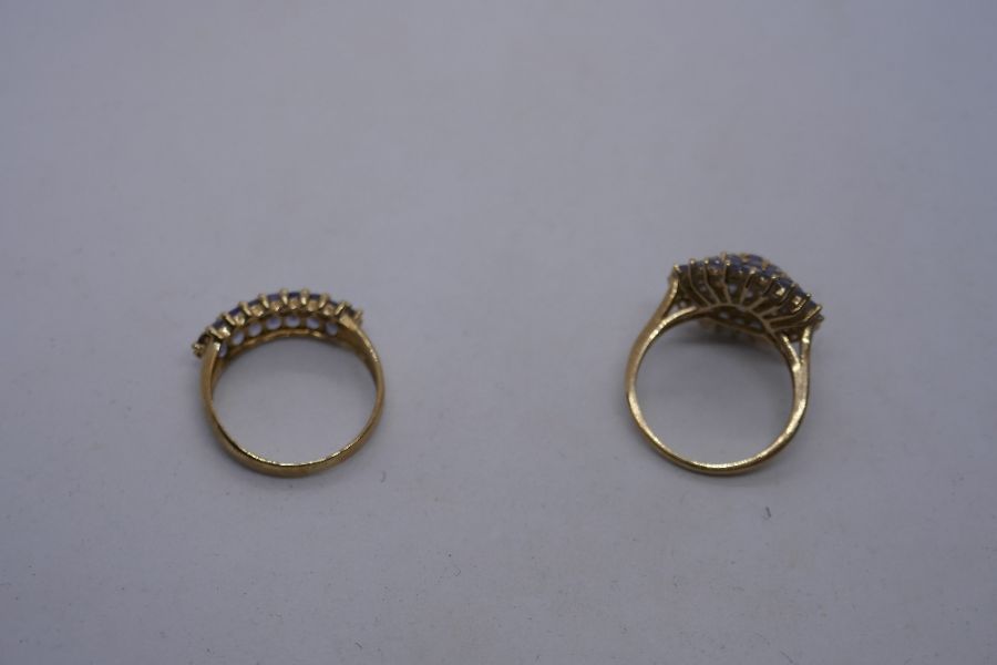 Two 9ct dress rings set with pale purple stones, one a cluster example AF, possibly tourmaline, both - Image 6 of 8
