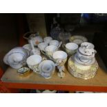 A selection of China etc, Coalport and three glass champagne coupes