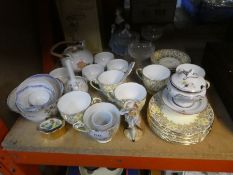 A selection of China etc, Coalport and three glass champagne coupes