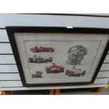 Of Motor Racing interest; Pencil signed print Tribute to Fangio