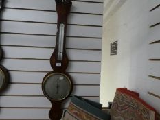 An antique mahogany inlaid banjo barometer by J Verga