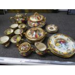 Raymond Everill, A quantity of Limehouse studio hand painted dinner ware decorated fruit