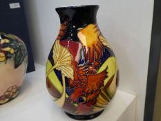 Moorcroft, a parasol dance vase decorated with stylised mushrooms, 20cm approx