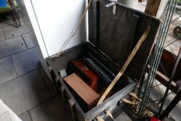 Vintage carpenter's tool chest containing old tools including planes, etc