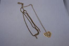 9ct yellow gold rope twist necklace, marked 9c, together with a yellow metal fine belcher chain, hun