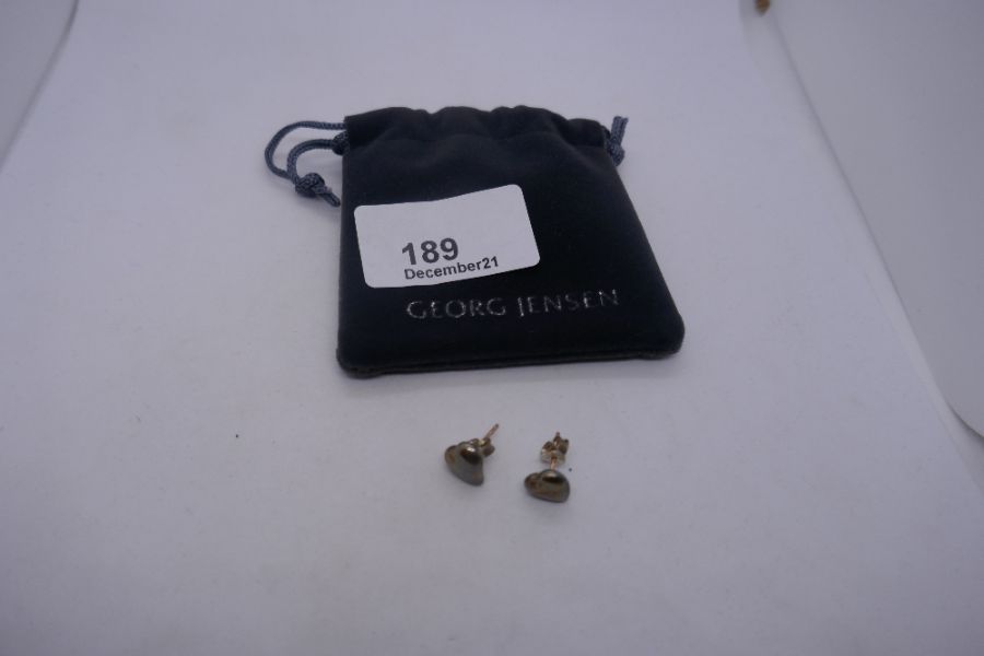 925 Silver Designer heart shaped stud earrings by Georg Jensen, in velvet bag, marked 'From the Arti - Image 4 of 6