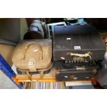 Collection of vintage typewriters including Triumph, Oliver etc and a cased gramophone