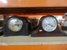 Selection of wooden cased mantle clocks 1940s and 1950s in style