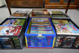 6 boxes of vintage annuals from 1950s onwards to include Dandy, Beano and Eagle