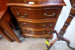 Small modern reproduction serpentine front chest of drawers/ Cabinet and a nest of 3 tables