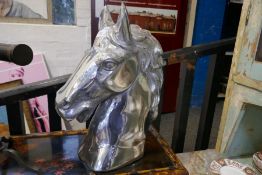 Polished aluminium horse head