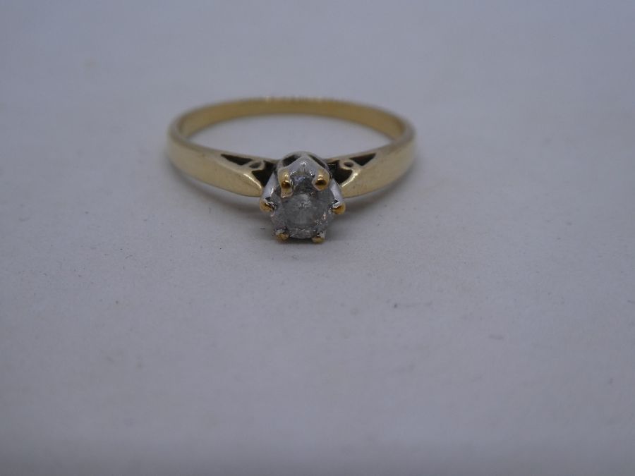 9ct yellow gold solitaire diamond ring, approx .33 carat, size O/P 2.1g approx - Image 11 of 15