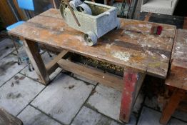 Vintage pine workshop bench