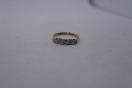 18ct and Platinum illusion set 5 stone graduated diamond ring, marked 18ct & PLAT, SB & S Ltd, size
