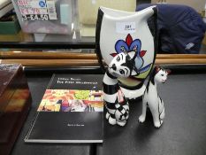 Lorna Bailey, Lakeside vase, 2 cat figures and a book