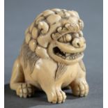 Ivory okimono of a Foo lion