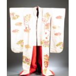 Japanese silk handmade kimono with pink belt.