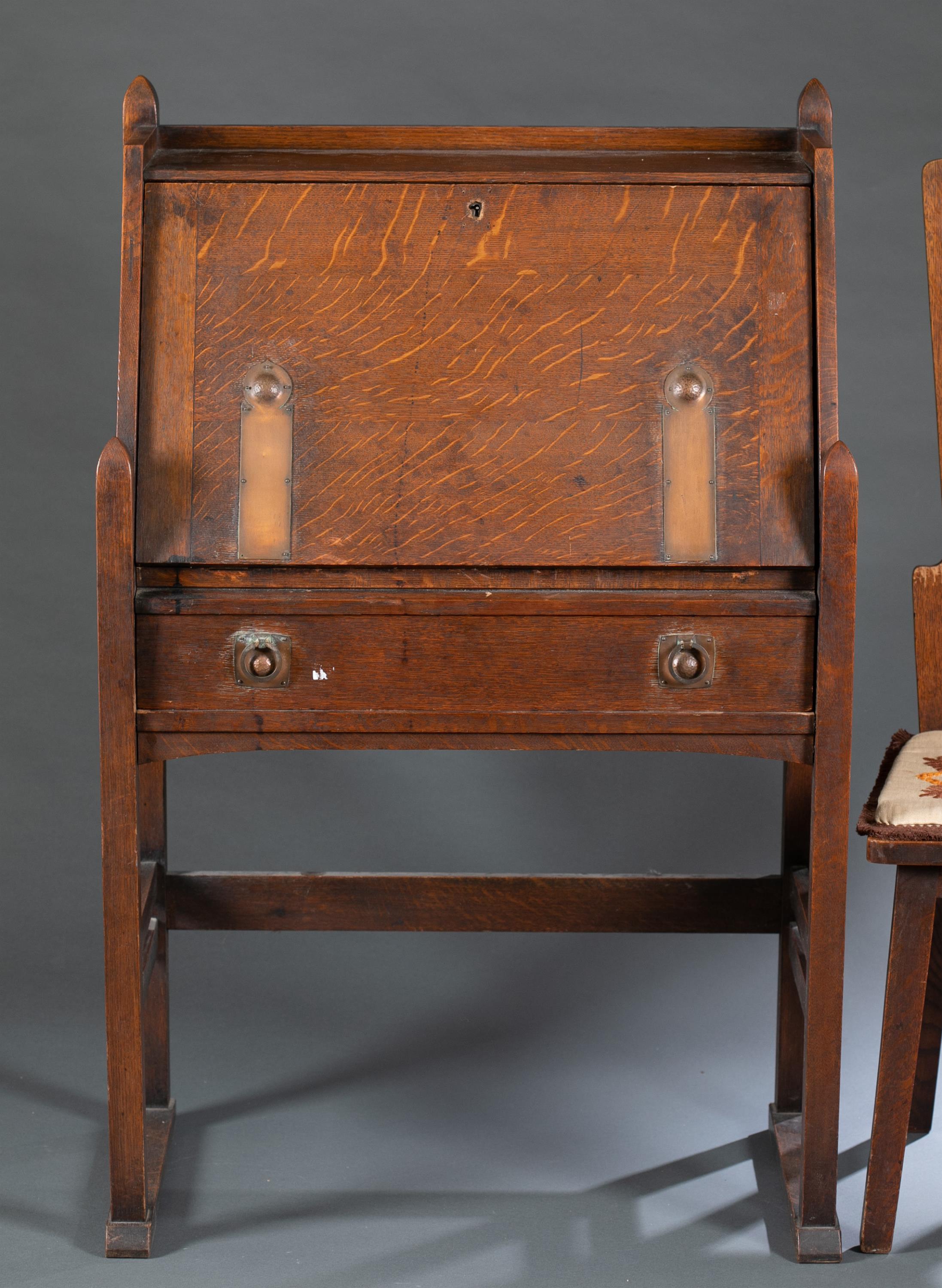 American Arts & Crafts Stickley Bros desk & chair - Image 2 of 8