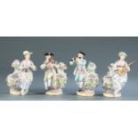 4 Meissen vases with figural musicians, 19th c.