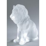 Lalique crystal lion figure.