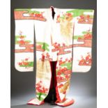 Japanese silk wedding kimono with belt.