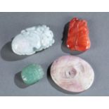 4 Carved Chinese stone pieces.