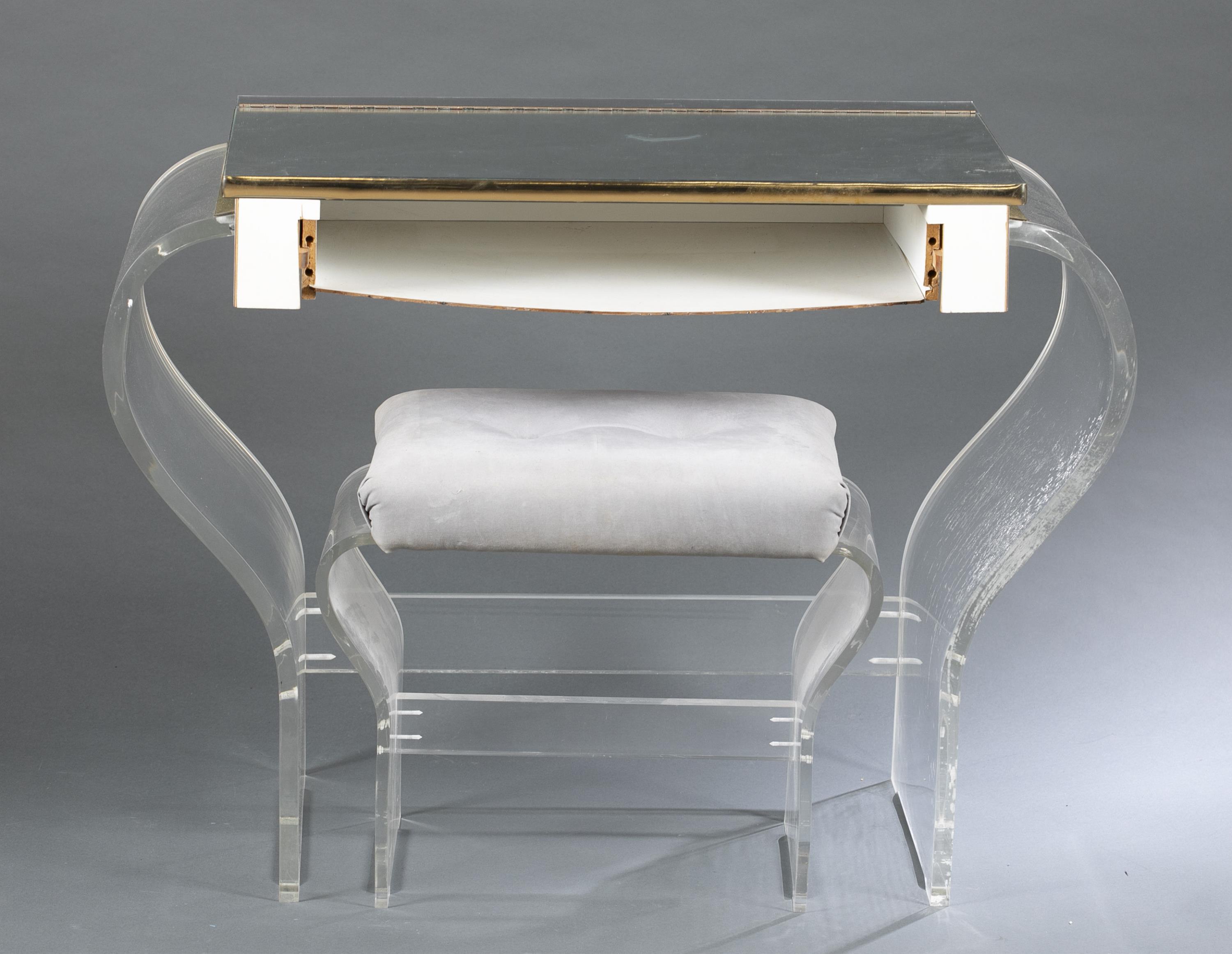 Pair of Hollywood Regency vanities & benches. - Image 8 of 12