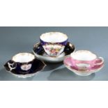 3 Meissen cups and saucers.