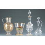 4 Continental glass pieces, 19th c.