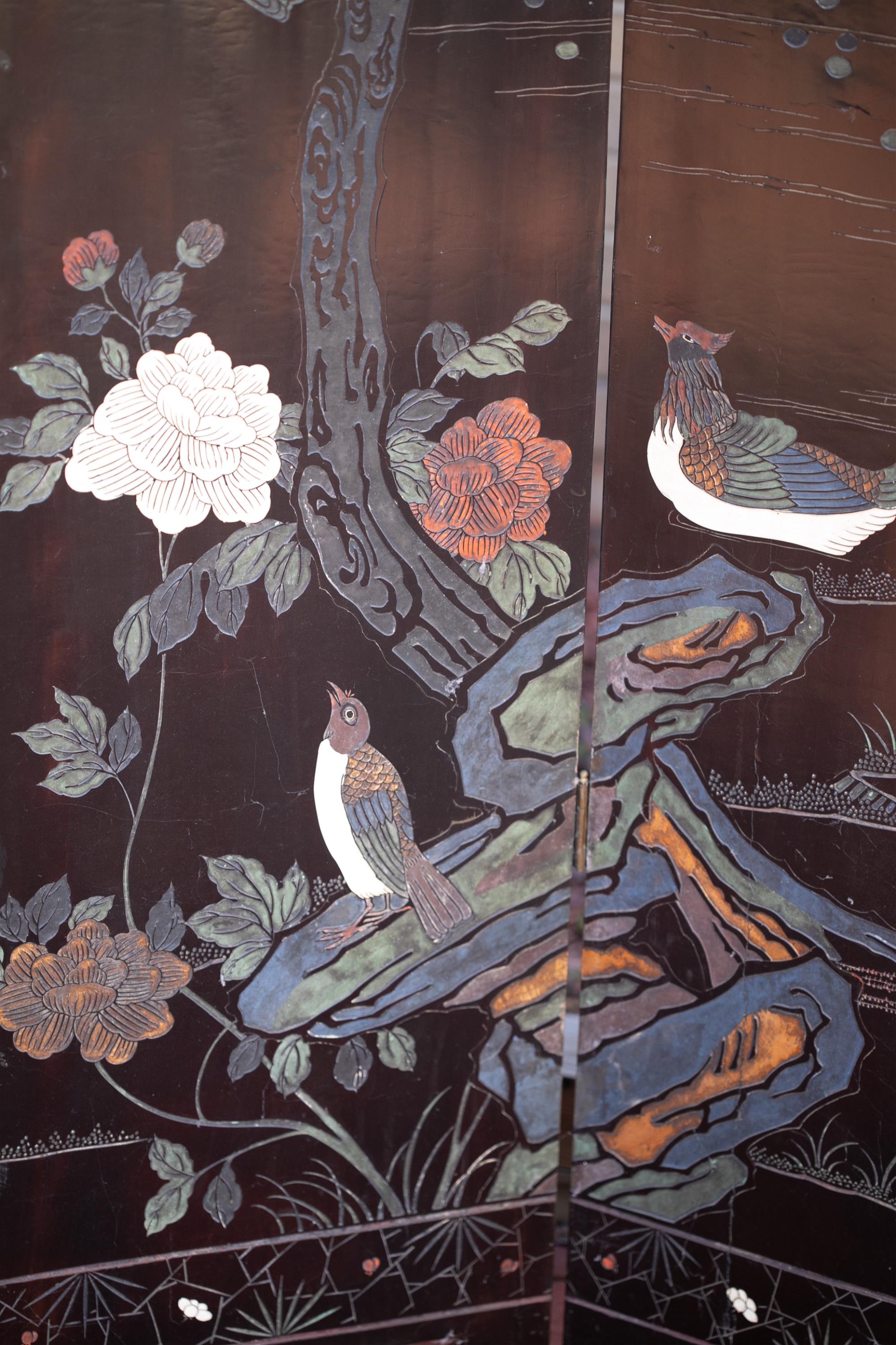 Chinese 8-panel lacquer screen. - Image 8 of 9