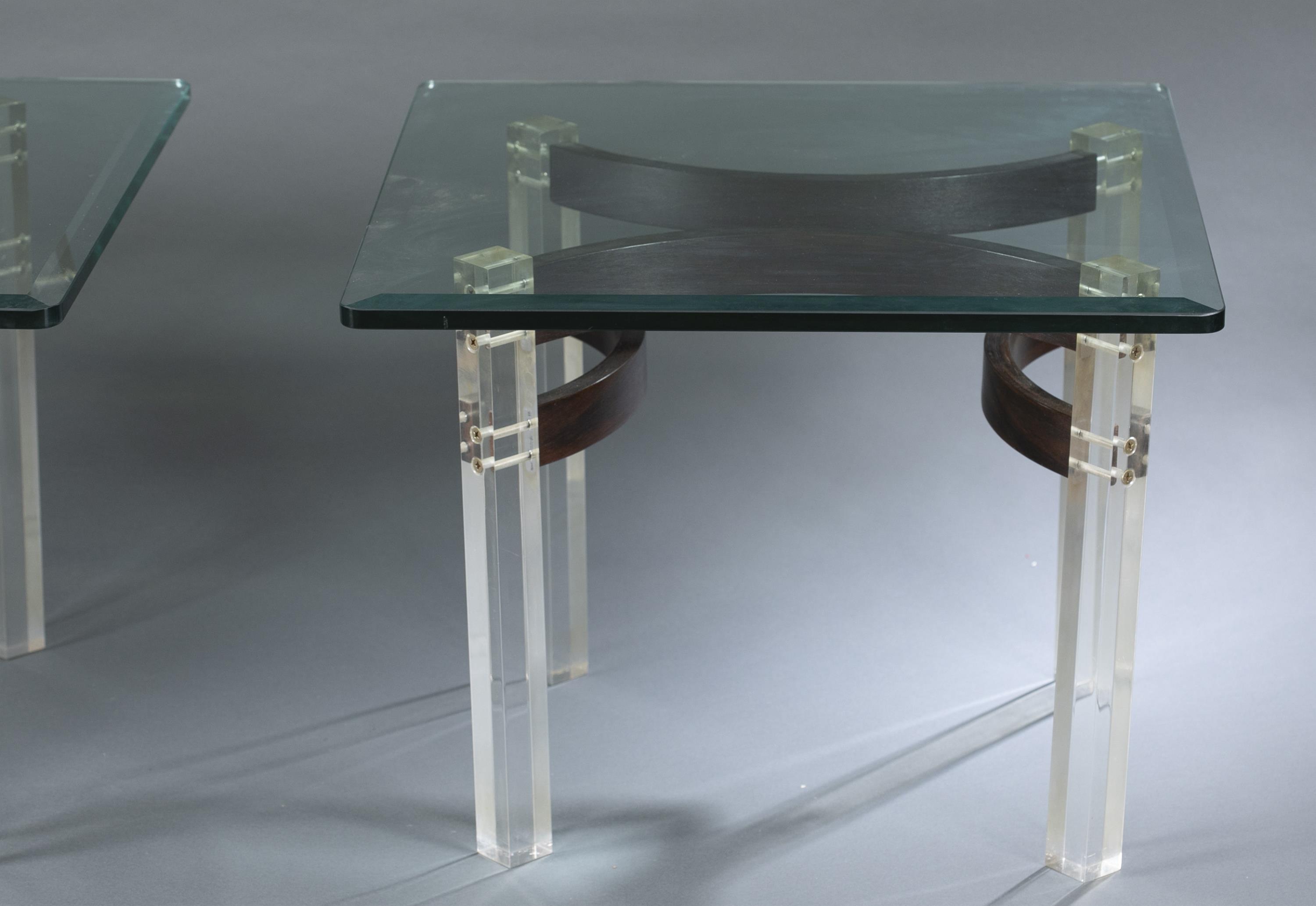 Pair of rosewood and Lucite coffee tables. - Image 3 of 7