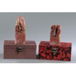 2 Carved Chinese Shoushan seals