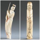 2 Ivory okimono, 19th c.