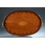 Mahogany Edwardian serving tray, c. 1890.