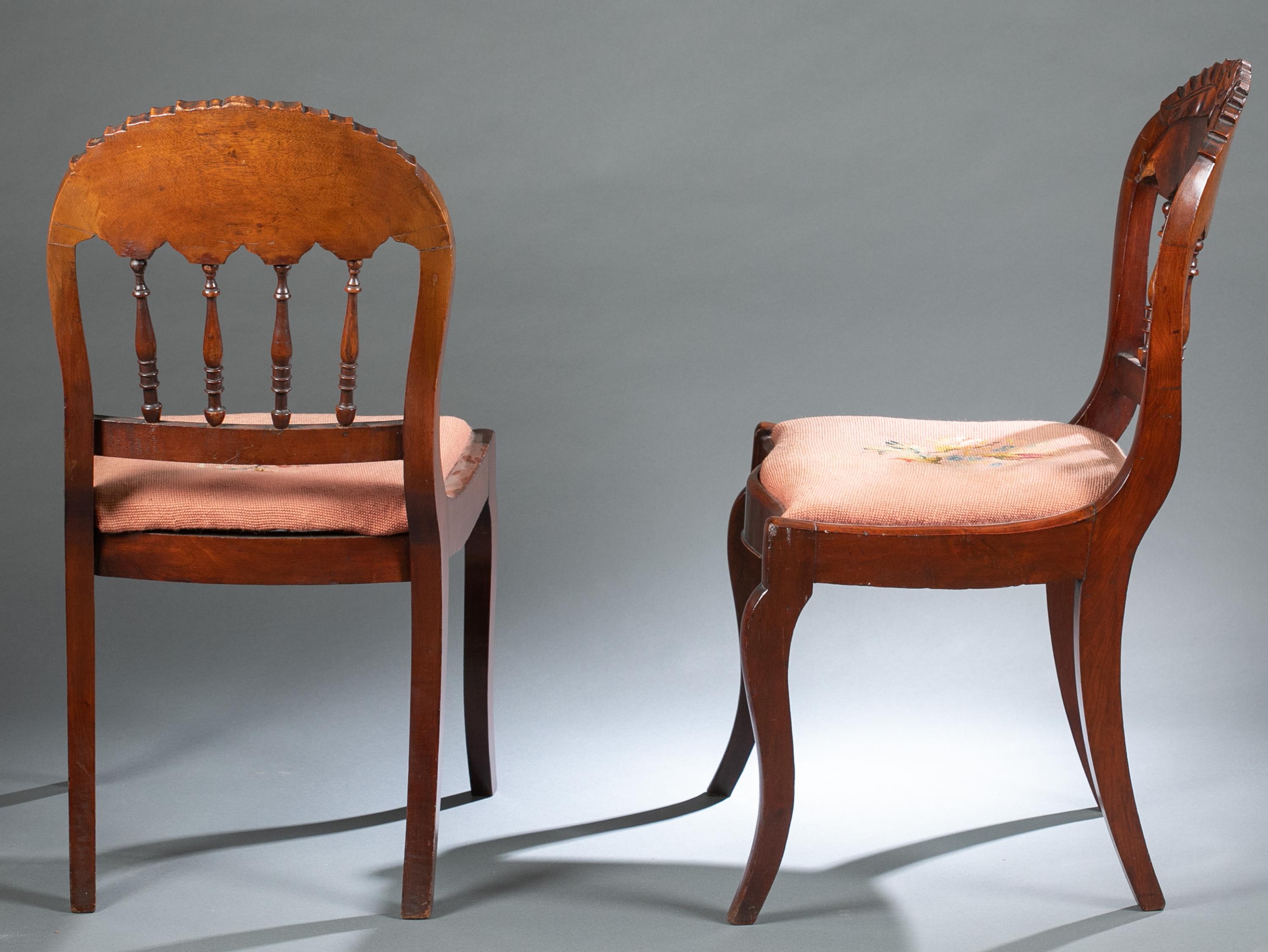 Pair of Gothic Revival sidechairs, c. 1850-70. - Image 6 of 6