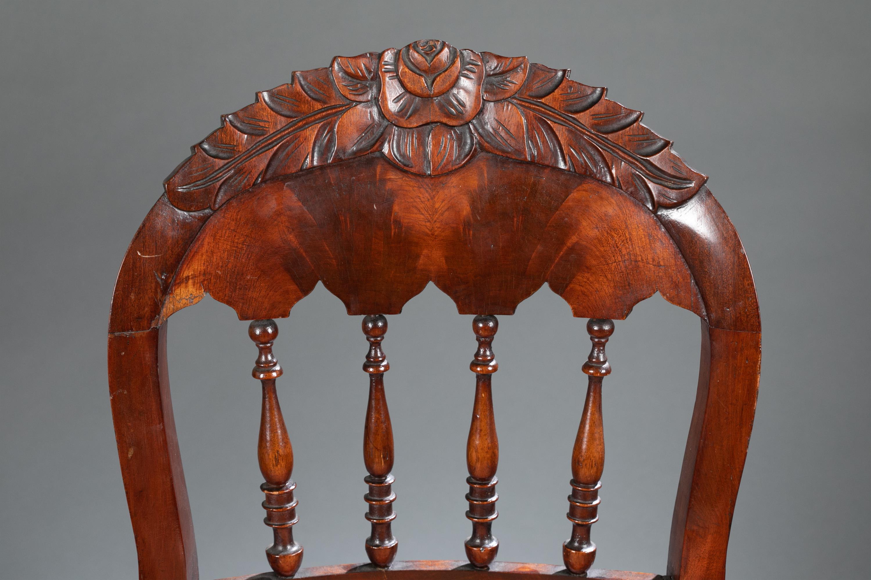 Pair of Gothic Revival sidechairs, c. 1850-70. - Image 4 of 6