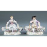 Pair of Meissen figural double dishes, 19th c.