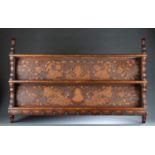 Dutch marquetry inlaid three tier wall shelf.