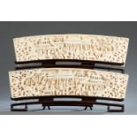 Pair of Chinese carved ivory plaques, 19th c.