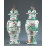 Pair of C/H export Famille Verte jars, 19th C.