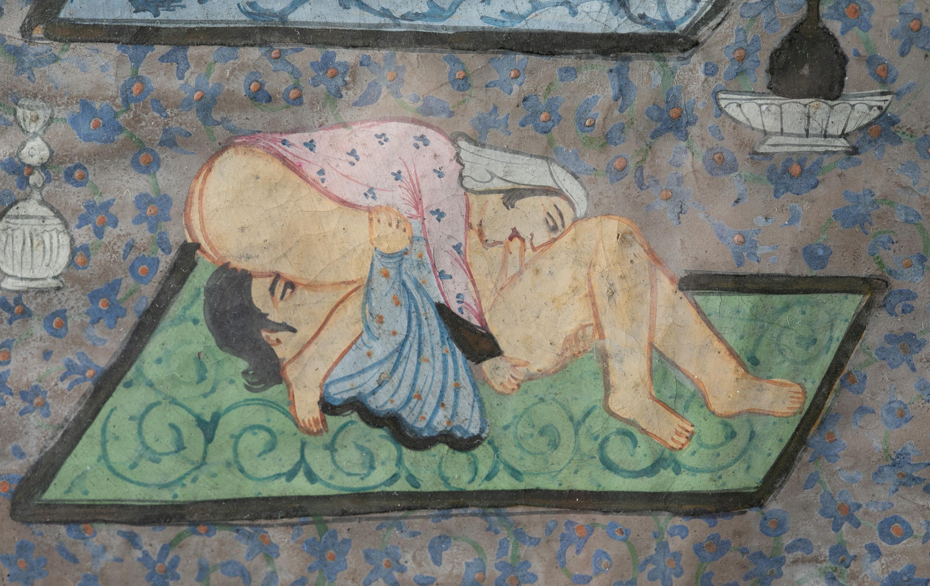2 Persian style erotic manuscript pages, 19th c. - Image 4 of 9