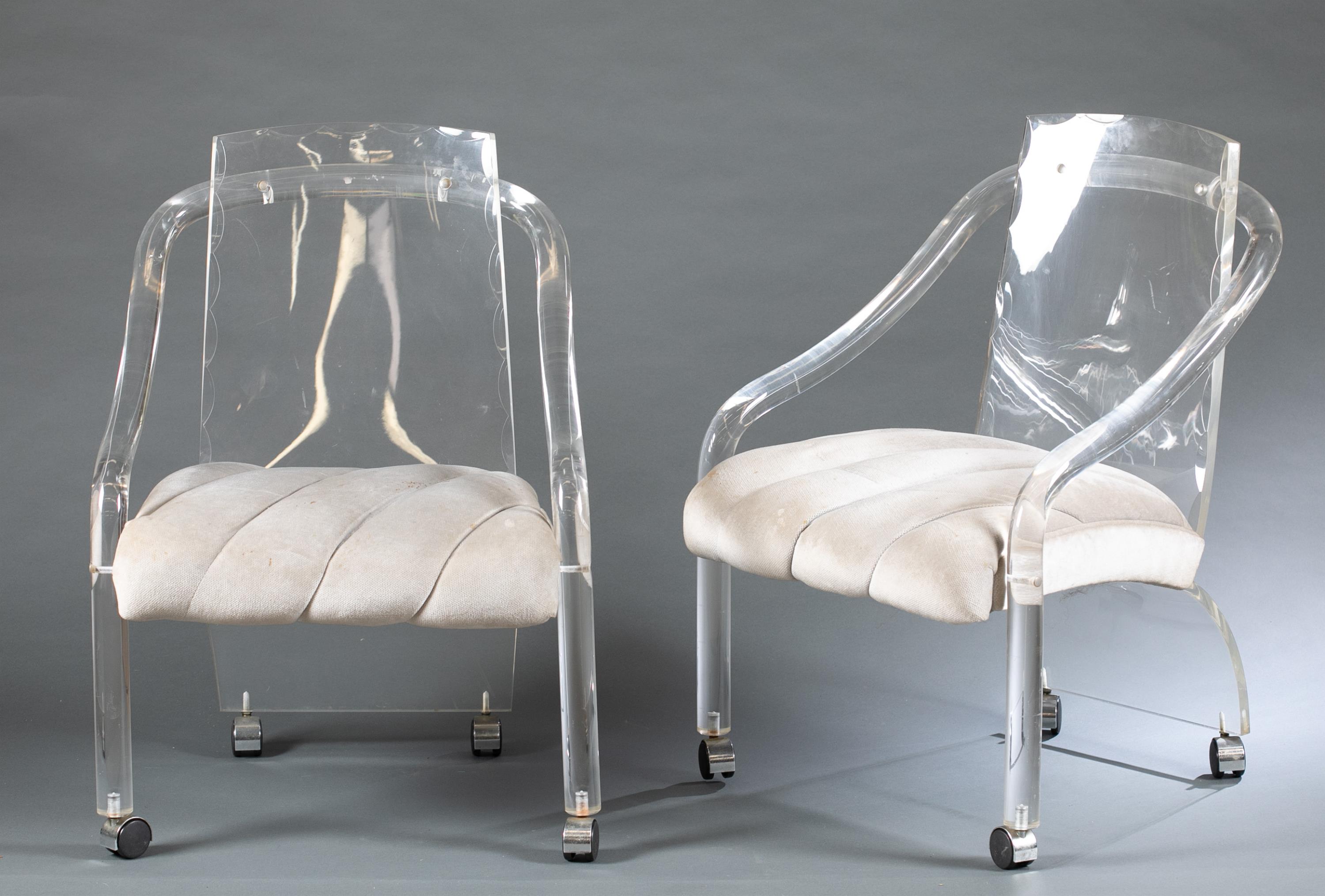 6 Hollywood Regency Hill Mfg. Co. Lucite chairs.