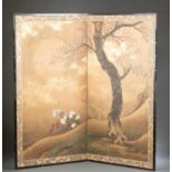 Antique Japanese two panel screen, 19th c.