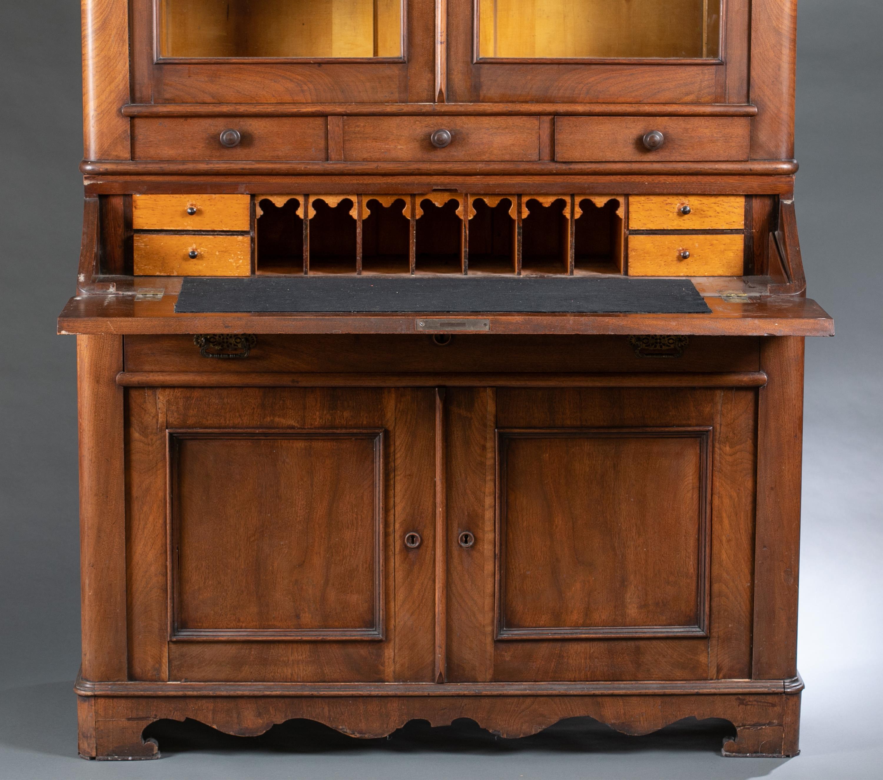 American walnut secretary bookcase, 19th c. - Image 6 of 10