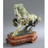 Chinese jade sculpture of a rearing horse, 20th c.