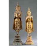 2 Thai gilt bronze Buddhist figures.